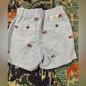 Janie and Jack Light Blue Shorts with Flag Embroidery